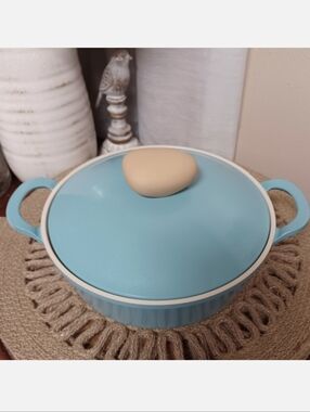 NEW Neoflam Retro 2qt. Covered Cast Aluminum Ecolon Ceramic Low Casserole Pan